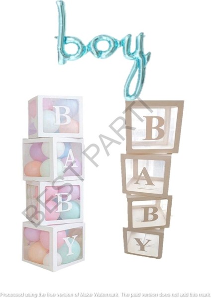 Beyaz Baby Yazılı Şeffaf Balon Kutusu Boy El Yazılı Folyo Balon ve Balon Seti fiyatları