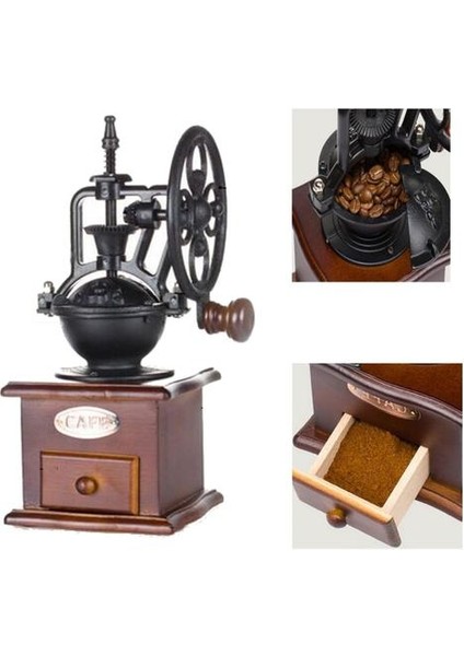 Klasik Ahşap Manuel Kahve Öğütücü El Dökme Demir Retro El Yapımı Kahve Çekirdekleri Spice Mini Burr Değirmen Öğütücüler Mutfak Aracı | Manuel Kahve Öğütücüler (Yurt Dışından)