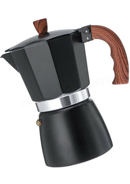 300 ml Italyan Espresso Soba Üst Kahve Makinesi Percolator Pot 6 Bardak Siyah Alüminyum Alaşım Küçük Mutfak Aletleri Aksesuarları | Kahve Kapları (Yurt Dışından)