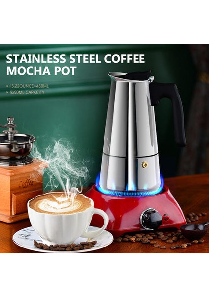 300ML Moka Cezve Espresso Latte Percolator Soba Kahve Makinesi Espresso Pot Italyan Kahve Makinesi Paslanmaz Çelik | Kahve Kapları (Yurt Dışından)
