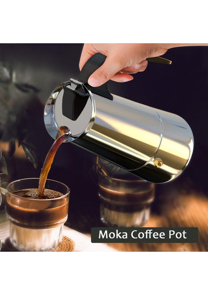 300ML Moka Cezve Espresso Latte Percolator Soba Kahve Makinesi Espresso Pot Italyan Kahve Makinesi Paslanmaz Çelik | Kahve Kapları (Yurt Dışından)