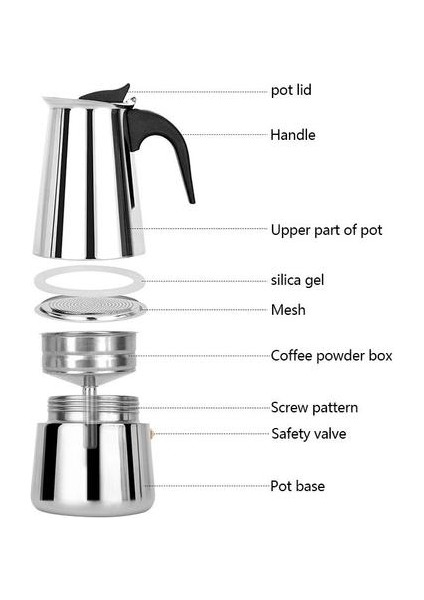 600ML Paslanmaz Çelik Cezve Mocha Espresso Latte Percolator Soba Kahve Makinesi Pot Percolator Içecek Aracı Cafetiere Latte Stopetop | Kahve Kapları (Yurt Dışından)