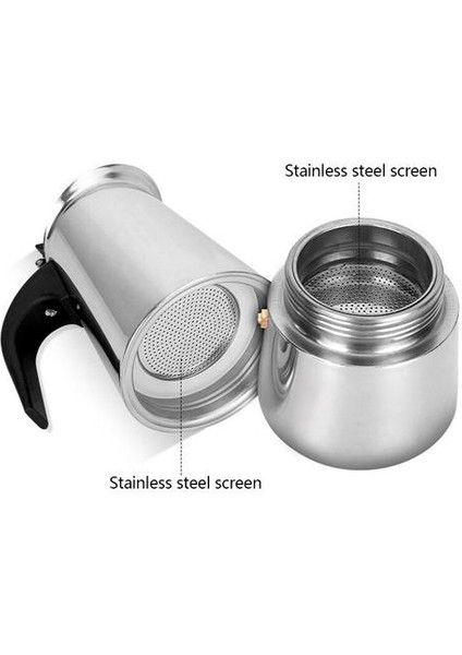 600ML Paslanmaz Çelik Cezve Mocha Espresso Latte Percolator Soba Kahve Makinesi Pot Percolator Içecek Aracı Cafetiere Latte Stopetop | Kahve Kapları (Yurt Dışından)