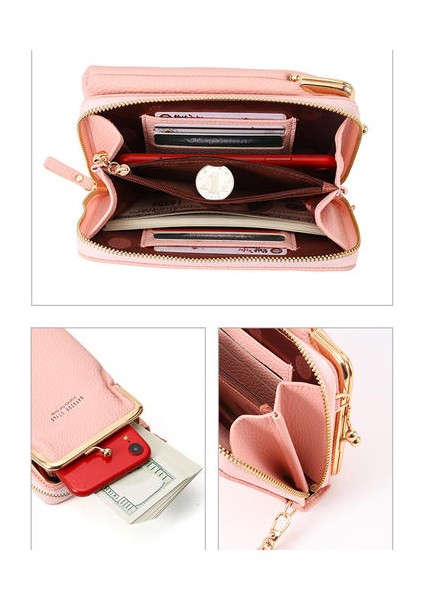Bayanlar Dikey Cüzdan, Büyük Kapasiteli Orta Uzunlukta Fermuarlı Crossbody Çanta (Yurt Dışından)