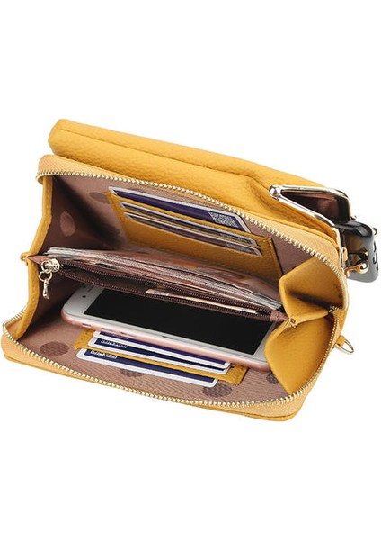 Bayanlar Dikey Cüzdan, Büyük Kapasiteli Orta Uzunlukta Fermuarlı Crossbody Çanta (Yurt Dışından)