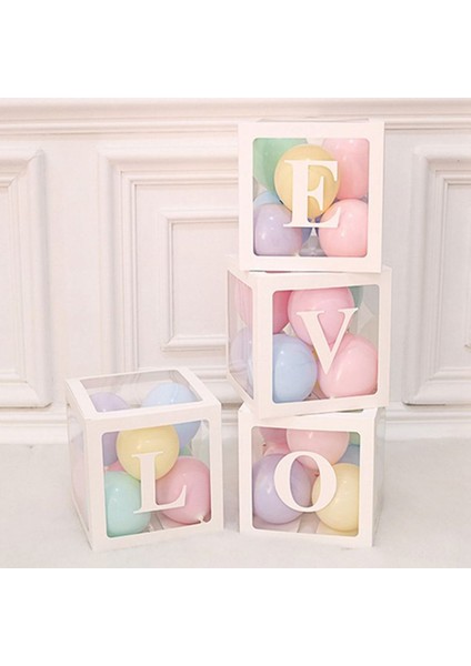 Beyaz Şeffaf Balon Kutusu Love Yazılı 25X25 cm modelleri