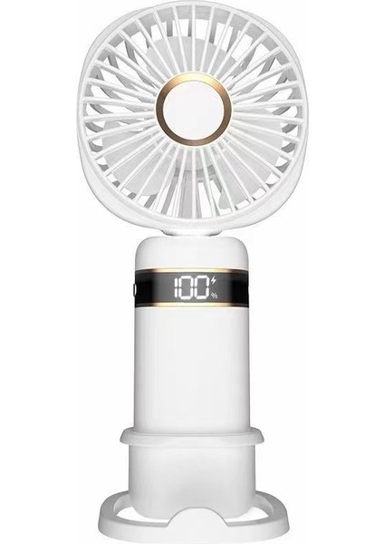 USB El Tipi Küçük Fan Çok Fonksiyonlu Dilsiz Dijital Ekran Şarj Edilebilir Mini Katlanır Küçük Elektrikli Fan (Yurt Dışından)