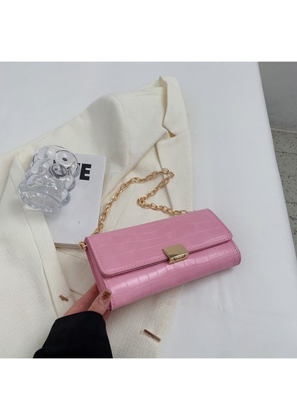 Retro Düz Renk Trendy Zincir Peri Çantası (Yurt Dışından)