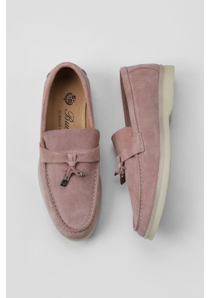 Pembe Süet Kadın Loafer 05WS101