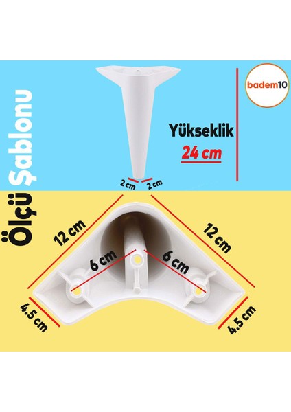 Aspen 4 Adet Lüks Mobilya Kanepe Koltuk Tv Ünitesi Baza Ayağı Ayakları 24 Cm Beyaz Ayak
