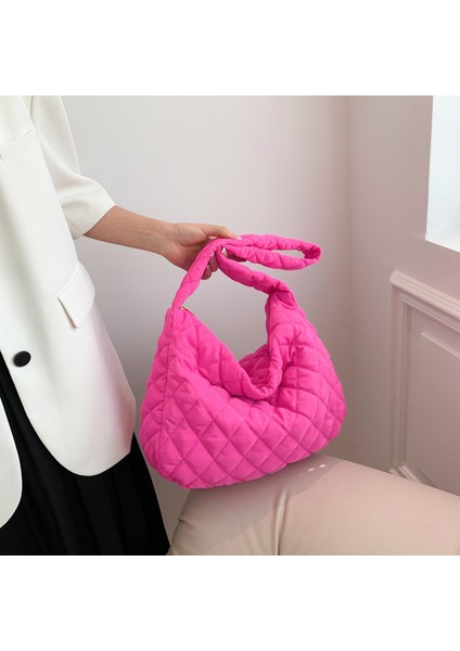 Basit Düz Renk Tote Çanta Elmas Büyük Kapasiteli Rahat Omuzdan Askili Çanta (Yurt Dışından)