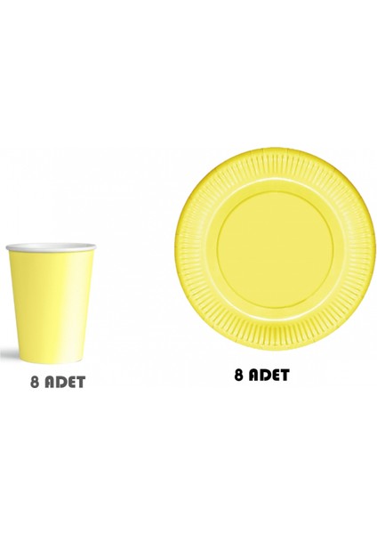 Makaron Sarı Karton Tabak Bardak