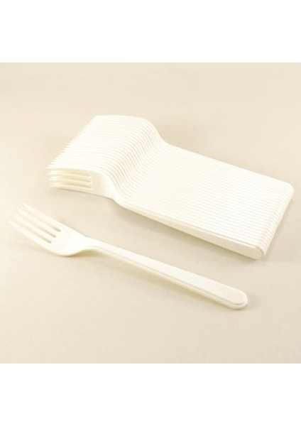 Beyaz Plastik Çatal 25 Li