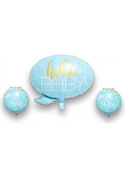 Hello Baby Mavi Folyo Balon 3 Lü