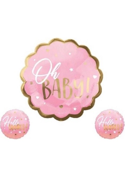 Hello Baby Pembe 3 Lü Folyo Balon