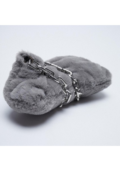 Kadınların Çantası Kış ve Gündüz Yeni Gri Sanatlı Kür Etkisi Zinciri Tek Omuz Çantası Altında Kol Çantası. (Yurt Dışından) modelleri