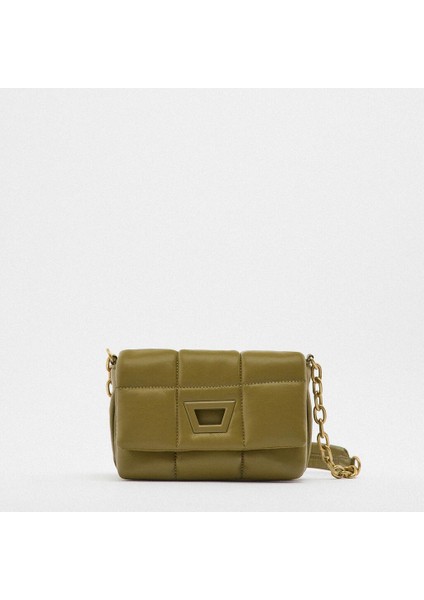 Kadınların Çantası Kış Yeni Beyaz Metal Detayları Kışkırtılmış Mesajlaşma Çantası Moda Tek Omuz Zinciri Küçük Kare Çantası (Yurt Dışından)