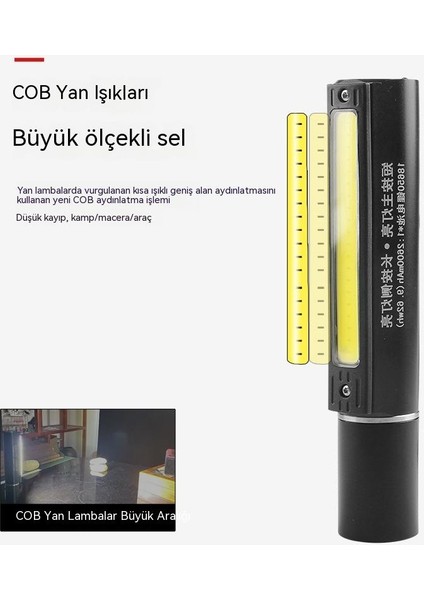 Açık Parlak Mini Teleskopik El Feneri, Ev USB Şarj Cob Yan Işık Alüminyum El Feneri, Güçlü Çok Amaçlı El Feneri Kamp Lambası Reflektör (Yurt Dışından)