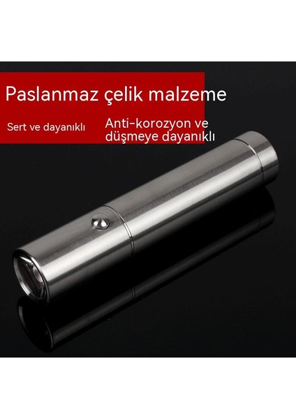 Go Biz USB Şarjlı El Feneri Kamp Lambası Reflektör Güçlü El Feneri, Paslanmaz Çelik Dış Aydınlatma Çalışma Lambası, Taşınabilir Lens Lazer Işığı (Yurt Dışından)