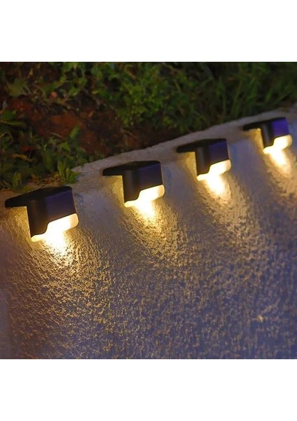 4 Adet LED Solar Güneş Enerjili Merdiven Veranda Bahçe ve Çit Lambası Su Geçirmez Water Proof Solar Lamba Gün Işığı