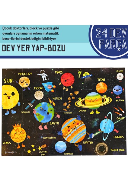 Dev Gezegenler Puzzle | Jumbo Yer Puzzle | Eğitici Solar Sistem 24 Parça Gezegenler Eğitici Puzzle fiyatları