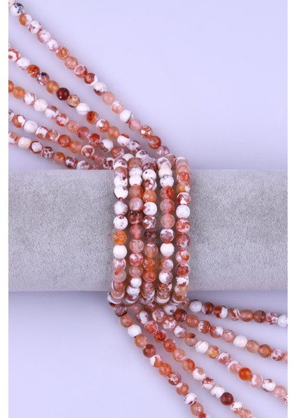 Beyaz Akik Doğal Taş Dizi 6 mm Fasetli Küre Kesim