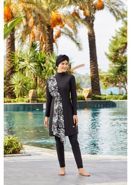 Arıcı Store Adesa 4264 Likralı Siyah Model Tesettür Mayo