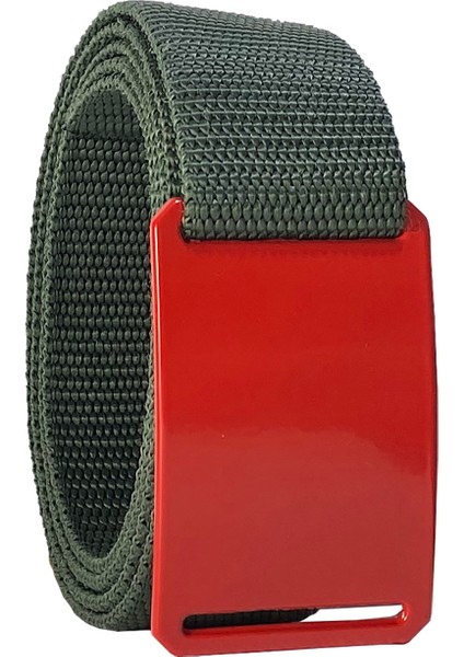 2023 Yeni Sezon, Özel Tasarım, Unisex Kırmızı Düz Tokalı, Yeşil Kolon Kemer 4 cm