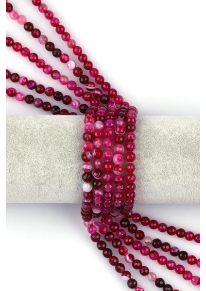 Pembe Akik Doğal Taş Dizi 6 mm Fasetli Küre Kesim