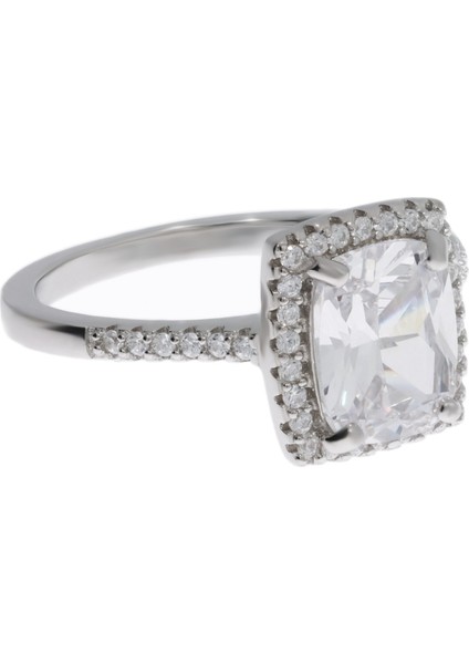 Kadın Dikdörtgen Model Taşlı Gümüş Yüzük