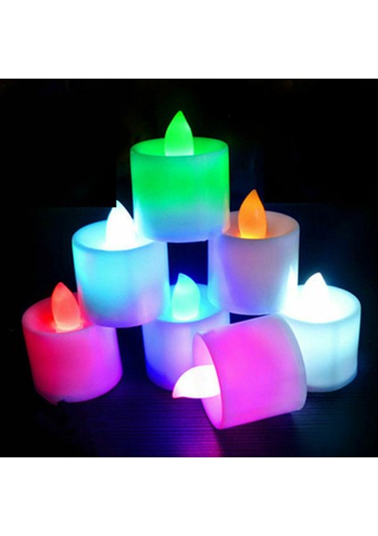 Colors Light Candles 24 Adet Renkli LED Işıklı Mum Renkli LED Mum Renkli Işıklı Mum Dekor Işıklı Mum