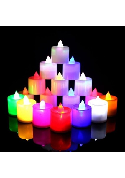 Colors Light Candles 24 Adet Renkli LED Işıklı Mum Renkli LED Mum Renkli Işıklı Mum Dekor Işıklı Mum