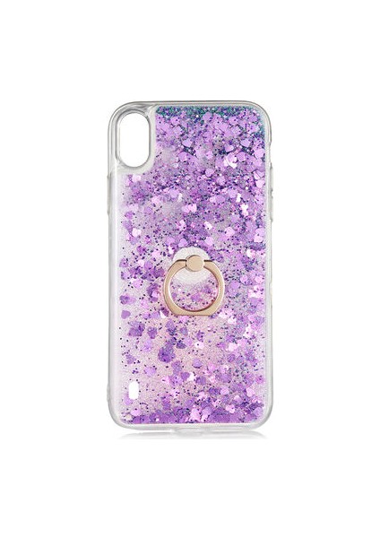 Galaxy A10 Kılıf Sıvılı Simli Yüzüklü Kapak