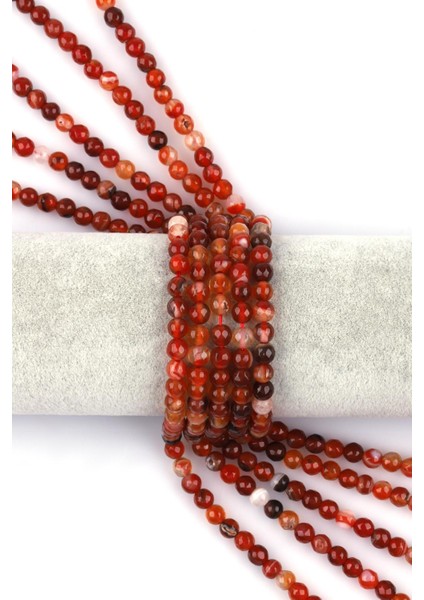 Kahverengi Akik Doğal Taş Dizi 6 mm Fasetli Küre Kesim