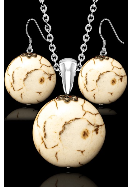 Havlit Taşı Kolye ve Küpe Doğal Taş Seti