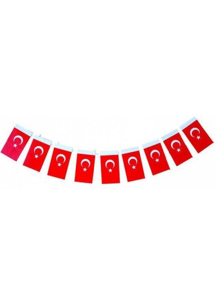 Türk Ipe Dizili Kağıt Bayrak 8X12 cm (40 Adet - 3,5 Mt)