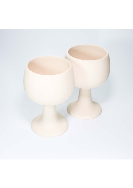 (Ham Ürün) 2 Li 13,5 cm Kadeh Seramik Bisküvi(Ham Ürün)