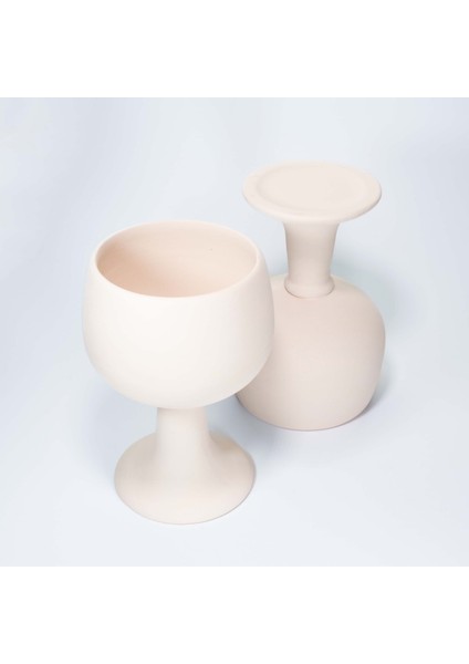 (Ham Ürün) 2 Li 13,5 cm Kadeh Seramik Bisküvi(Ham Ürün)