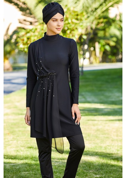 Arıcı Store Adesa 4248 Şifon Parçalı Likralı Siyah Model Tesettür Mayo fiyatları