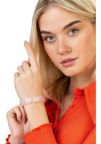 Pembe Kuvars Doğal Taş Rolex Kadın Bileklik modelleri
