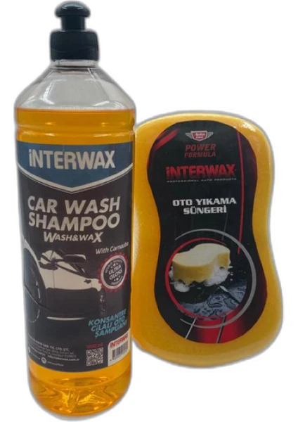 Interwax Cilalı Oto Şampuanı 1 Lt & Interwax Power Formula Oto Yıkama Süngeri