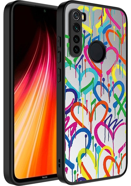 - Xiaomi Redmi Note 8 - Kılıf Aynalı Desenli Kamera Korumalı Parlak Mirror Kapak - Kalp - T26793