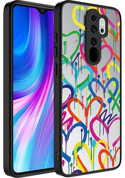 - Xiaomi Redmi Note 8 Pro - Kılıf Aynalı Desenli Kamera Korumalı Parlak Mirror Kapak - Kalp - T26794