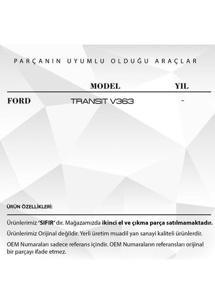 Ford Transit V363 Için Sürgülü Kapı Ray Stop Kapağı