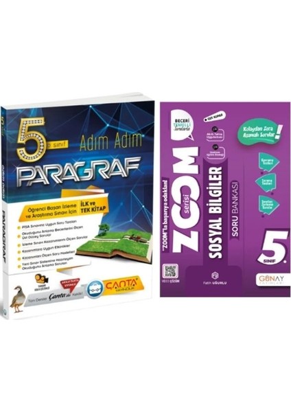 5. Sınıf Paragraf Adım Adım Soru Bankası + 5. Sınıf Zoom Serisi Sosyal Bilgiler Soru Bankası
