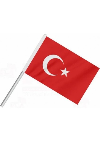 Sopalı Türk Bayrağı 40X60 cm Alpaka Kumaş - 10 Adet