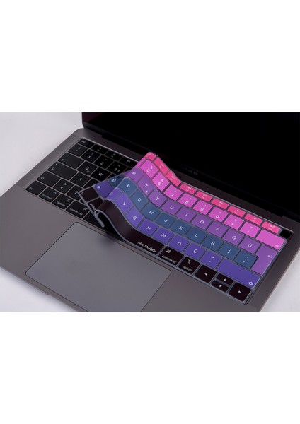 Laptop Macbook Air Klavye Kılıfı Türkçe Q Harf Baskılı A1932 ile Uyumlu Ombre