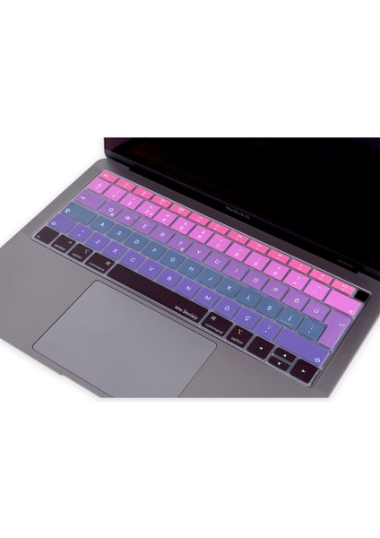 Laptop Macbook Air Klavye Kılıfı Türkçe Q Harf Baskılı A1932 ile Uyumlu Ombre