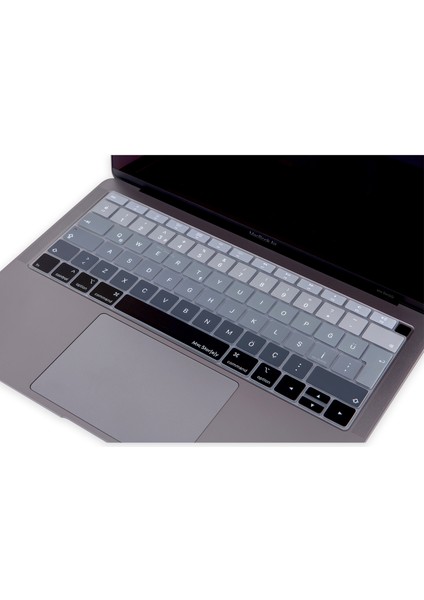 Laptop Macbook Air Klavye Kılıfı Türkçe Q Harf Baskılı A1932 ile Uyumlu Ombre