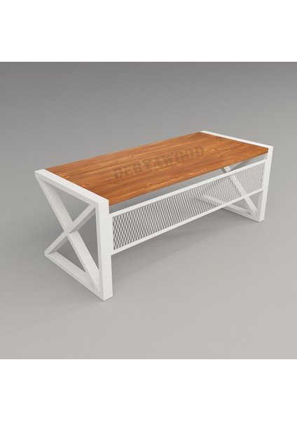Leva Masif Ahşap Ofis Masası-Beyaz AYAK-85X220X76 cm